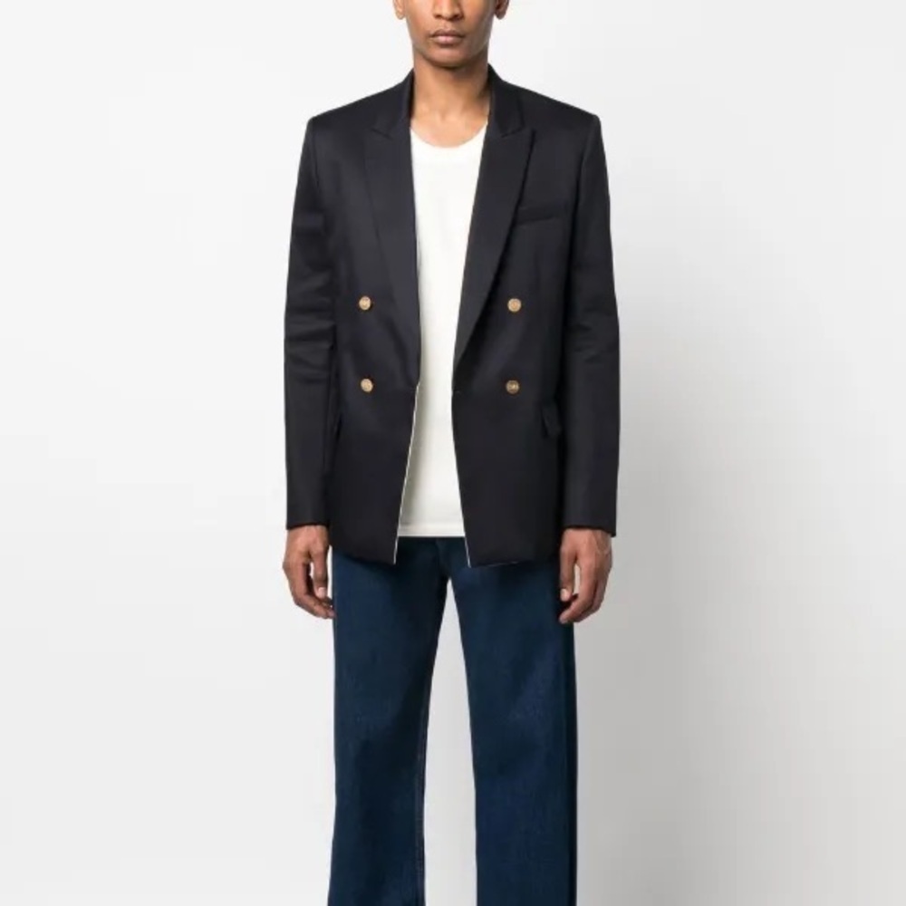 Valentino UOMO Black Double Breasted 100% Wool Suit Jacket